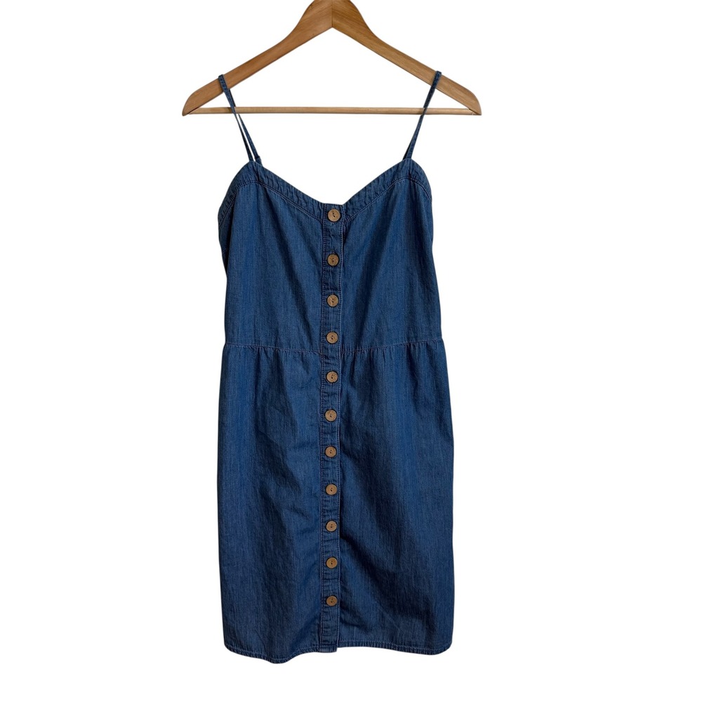 Maurices Denim Dress Women's‎ Button Front Spaghetti Strap Casual Blue Small